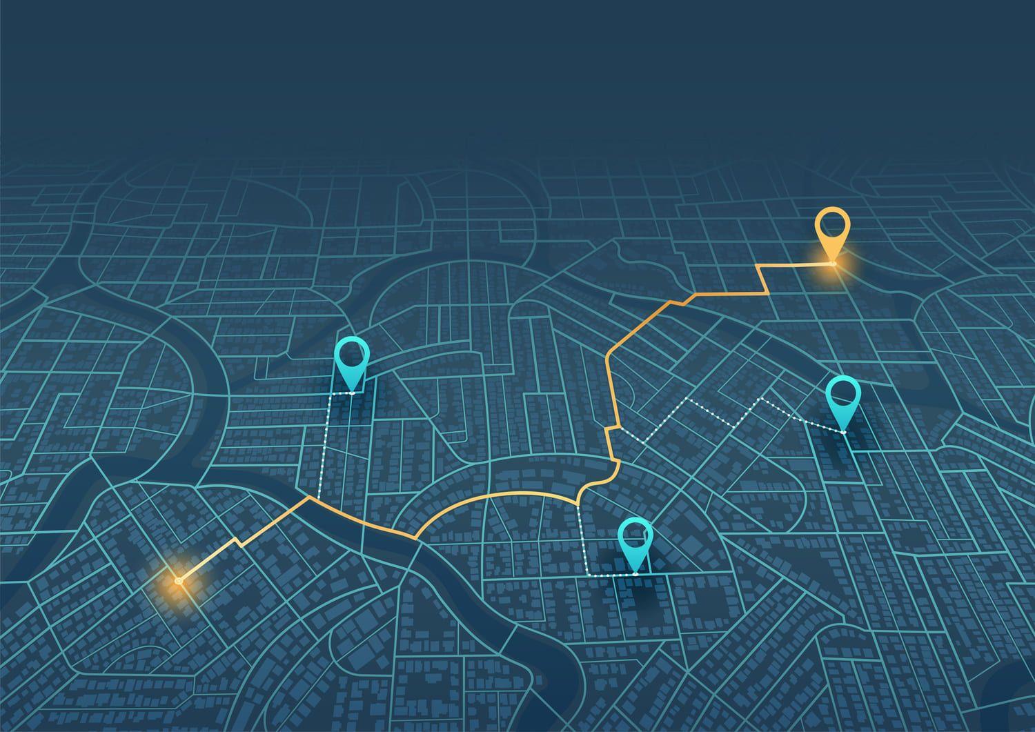 A map with the location of cars