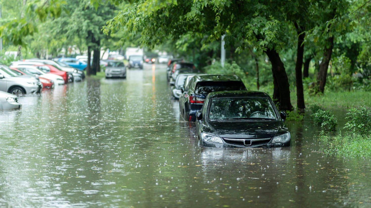 Black car in deep water