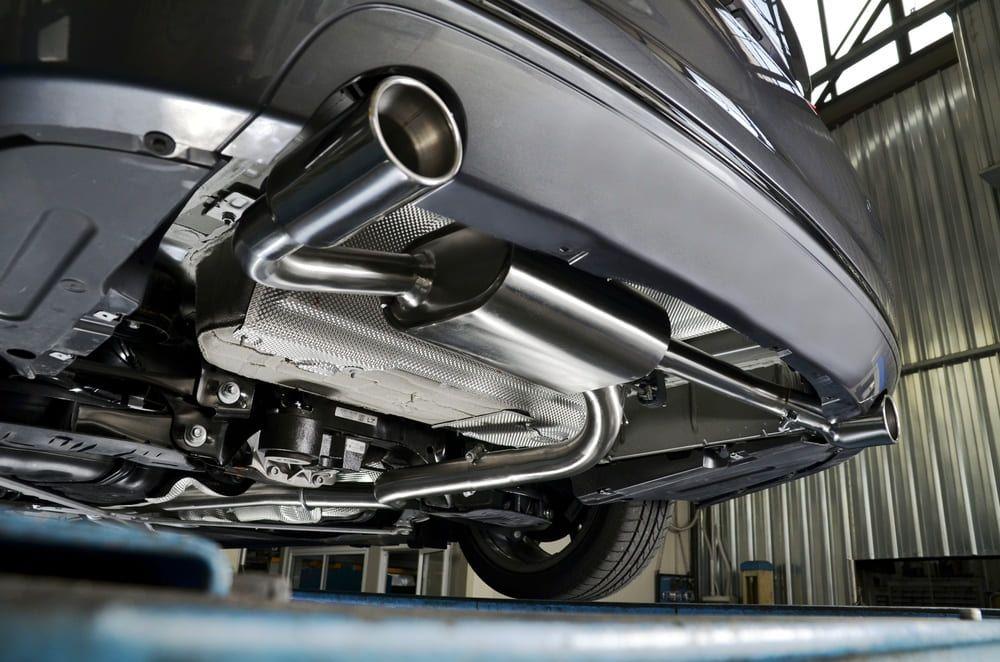 Car exhaust silencer from below