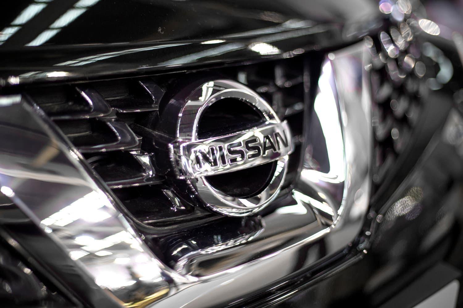 Nissan badge on a black car
