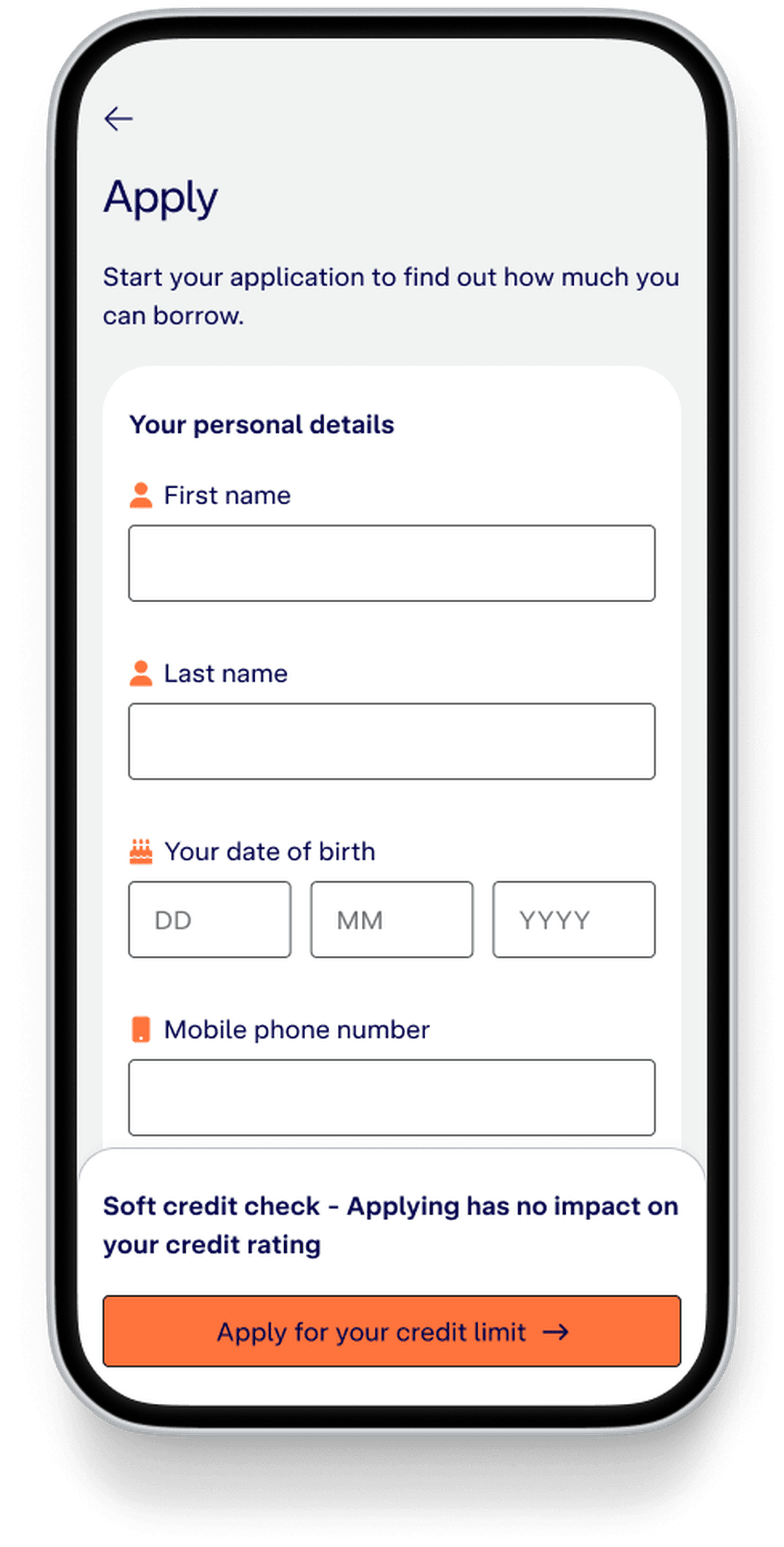 Start an application screen
