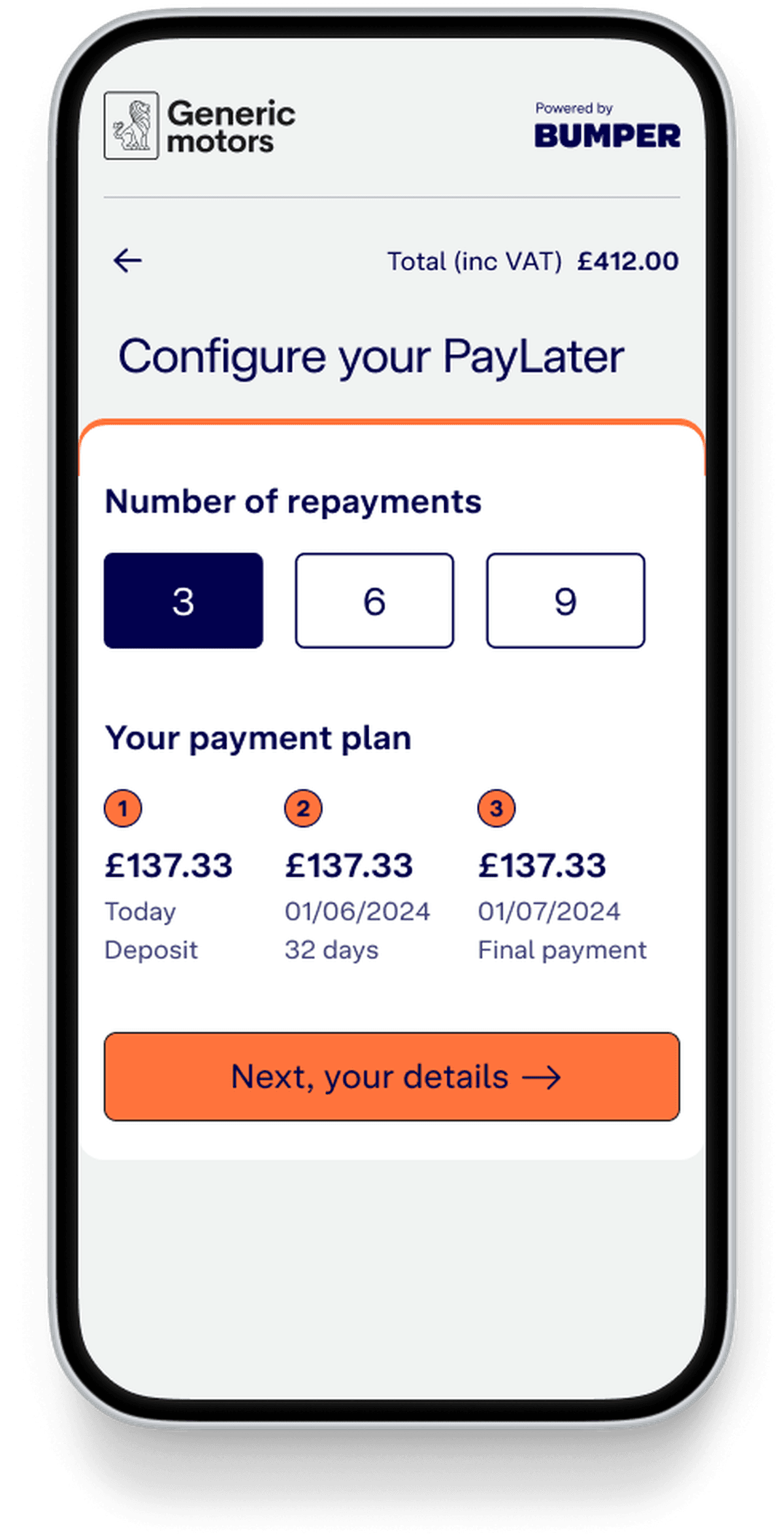 Configure a PayLater screen