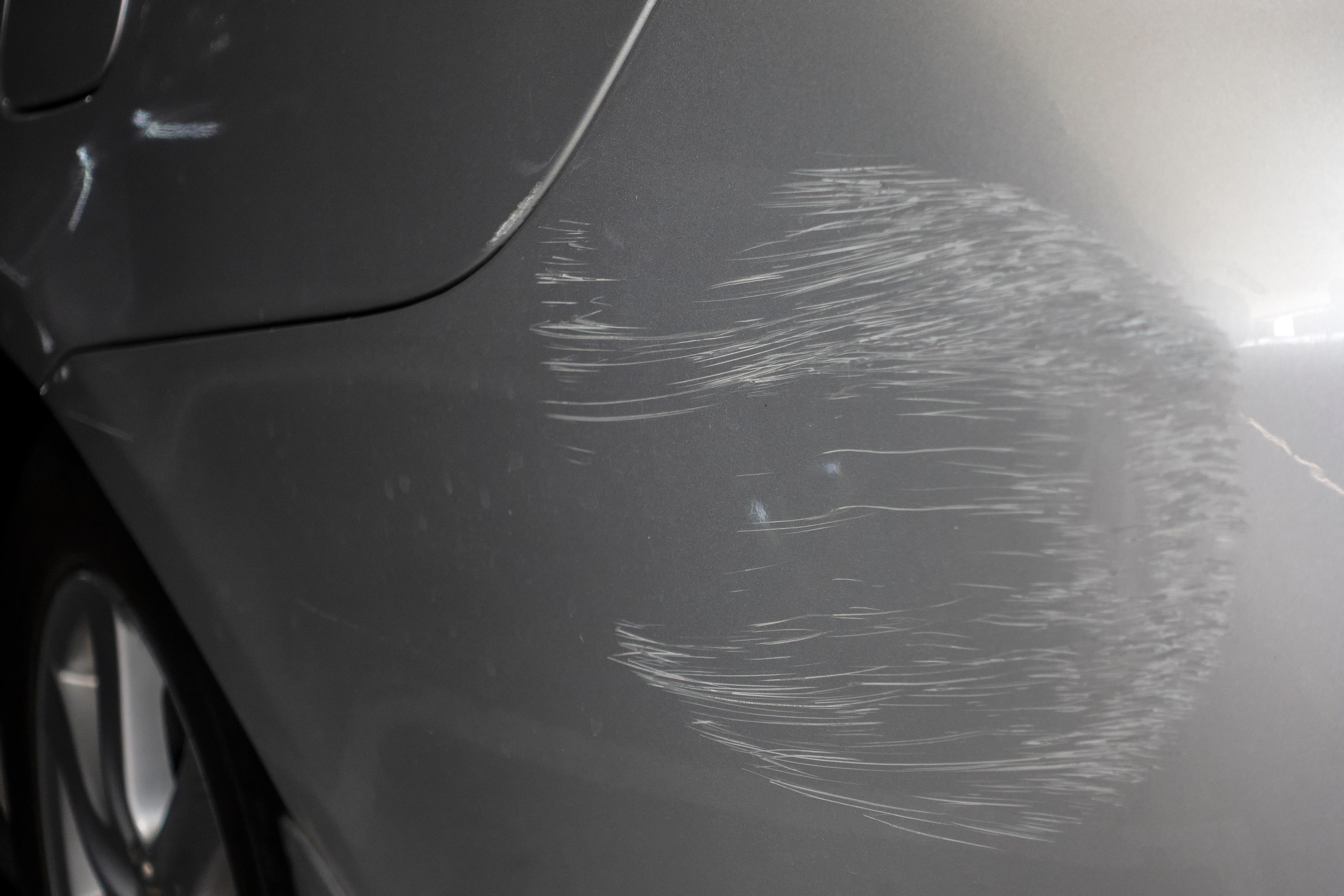 Scratch on a silver car