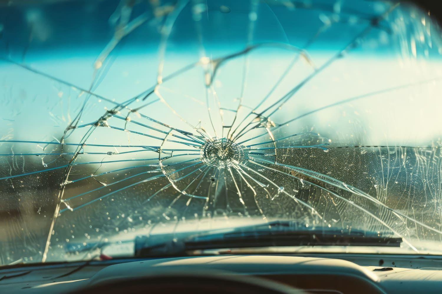 Cracked windscreen from the inside