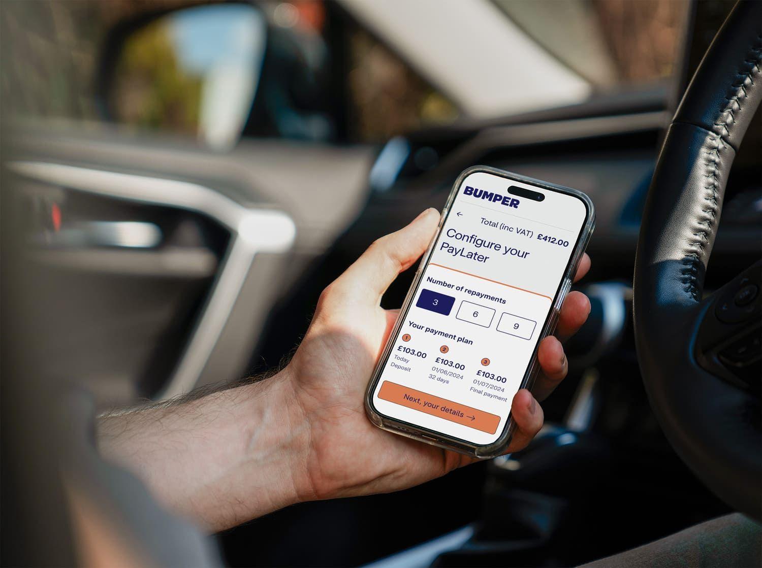 Driver applies for Bumper on their mobile