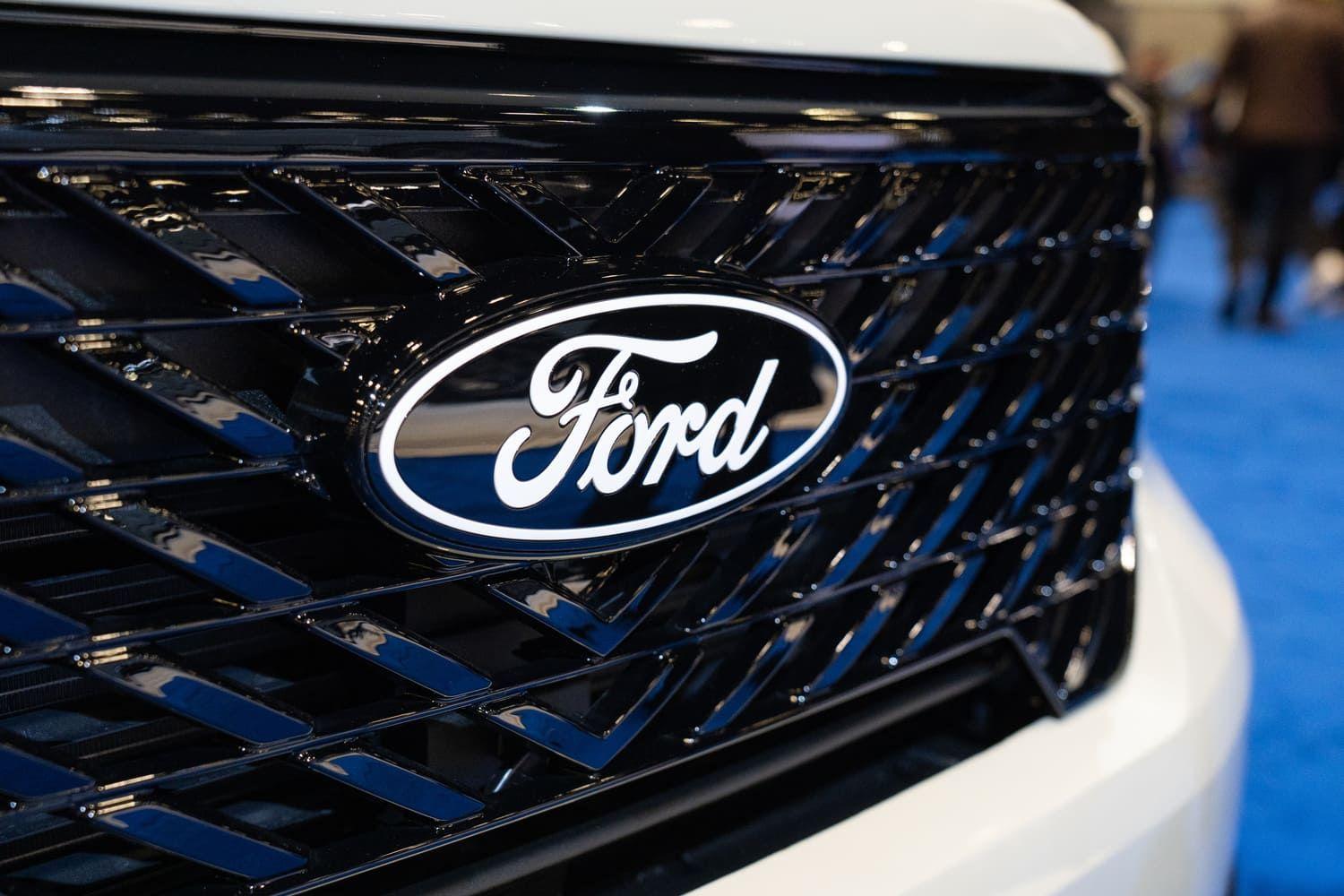 Ford badge on a white car