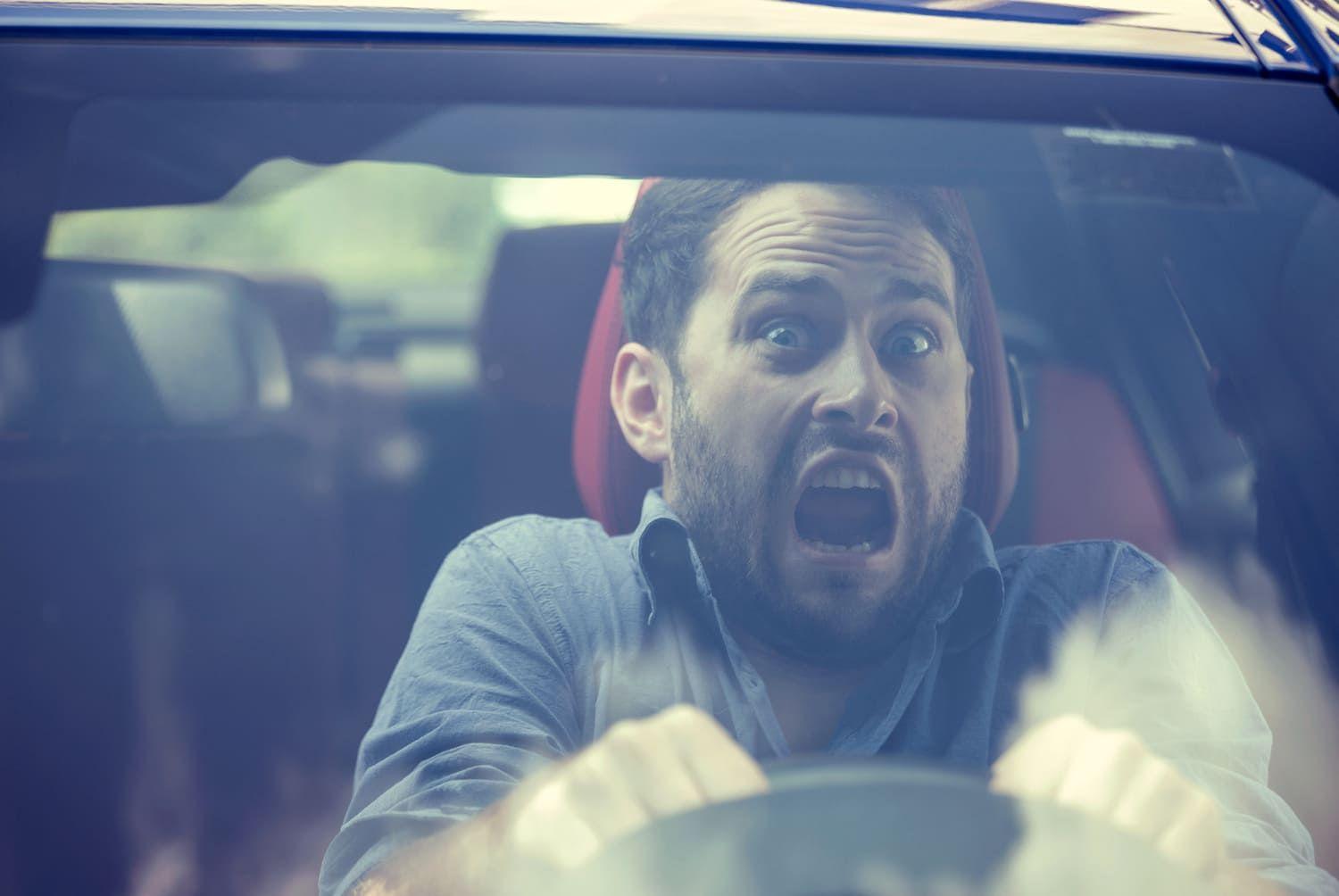 Man screaming from seeing a wasp in his car