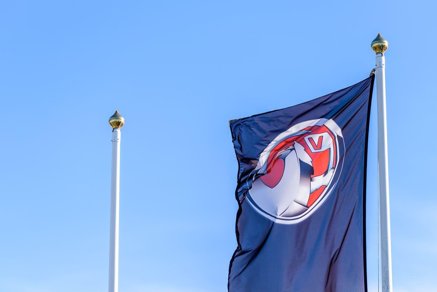 Vauxhall flag against a blue sky