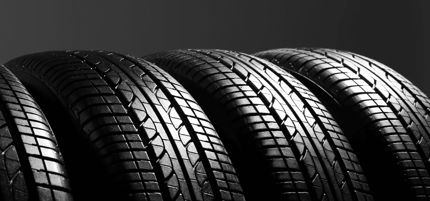 Tyres lined up in a row